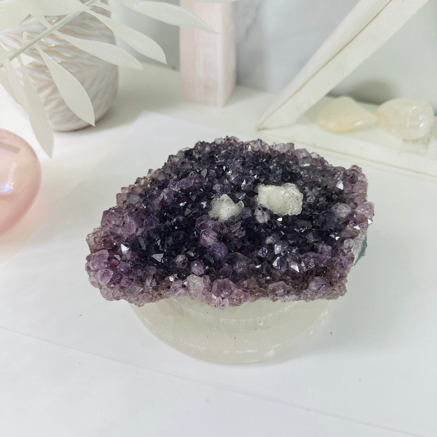Amethyst Crystal Cluster - amethyst rough stone front view