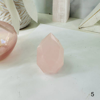  Rose Quartz Faceted Crystal Egg Point - You Choose - variant 5 labeled