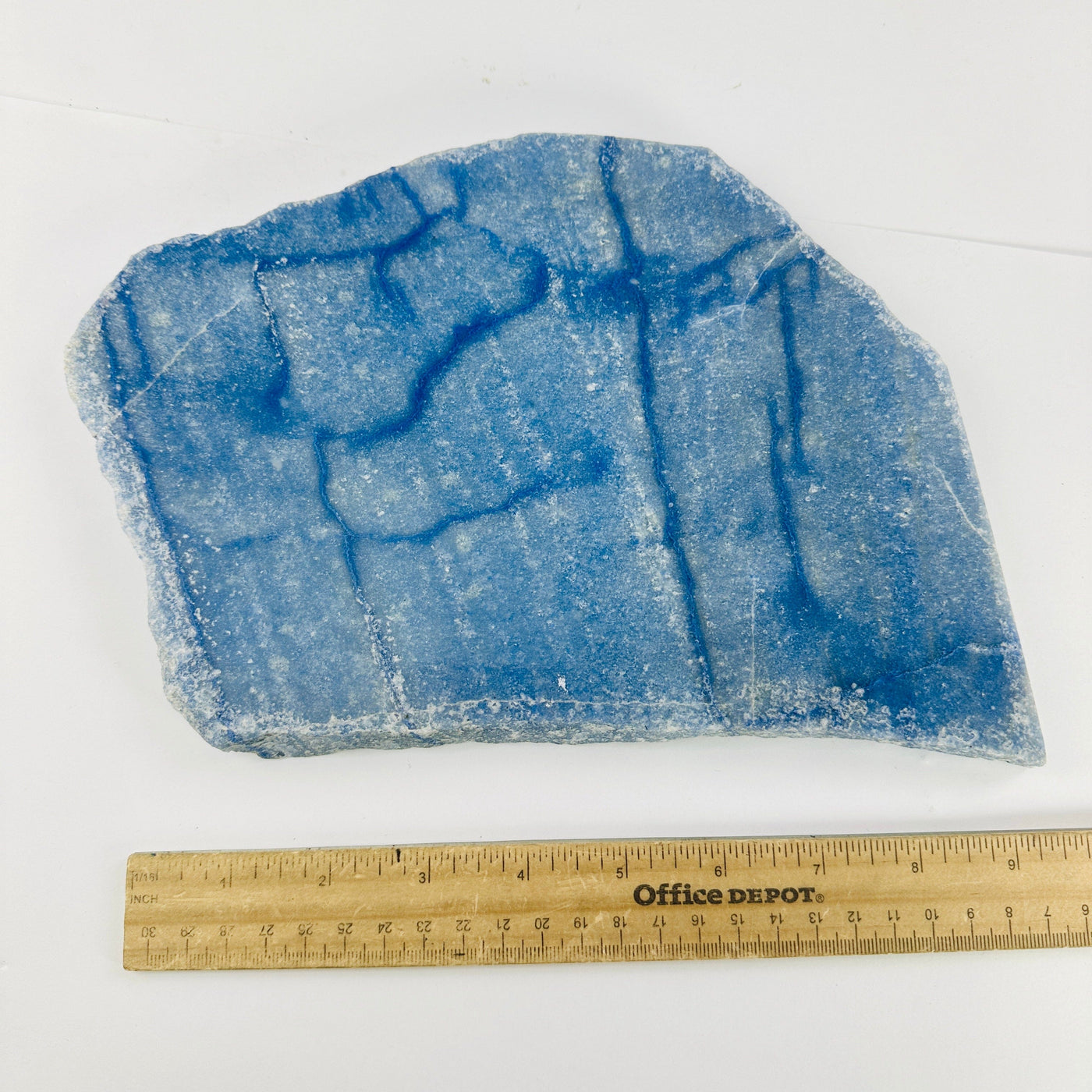 Blue Quartz Platter - Crystal Decor - OOAK - with ruler for size reference