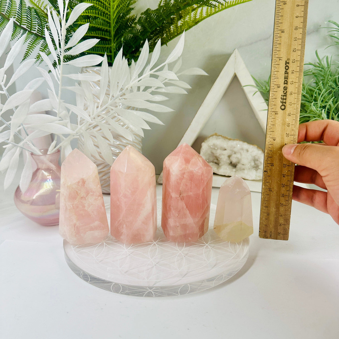  Rose Quartz Tower - Polished Points - You Choose all variants with ruler and hand for size reference