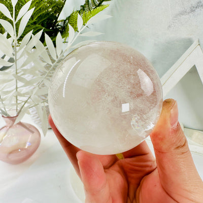  Crystal Quartz - Clear Quartz Ball - OOAK - in hand for size reference