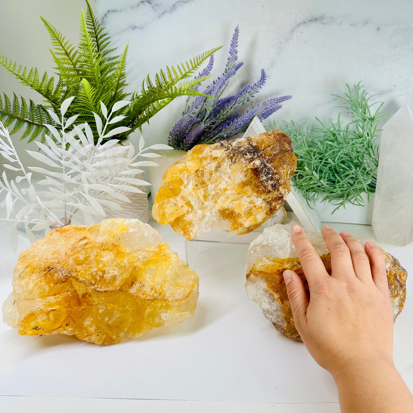 Golden Healer Large Raw Crystal - You Choose all variants with hand for size reference