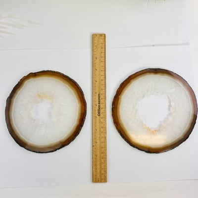 Agate Slice Set - Set of Two Agate Crystals with ruler for size reference