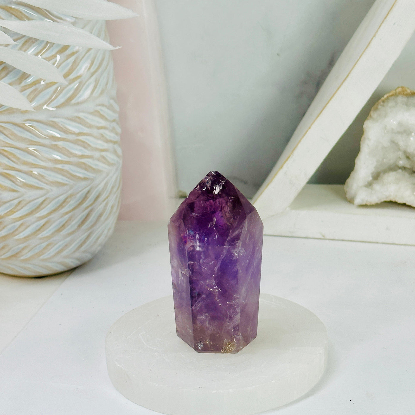 Amethyst Polished Point - Crystal Point - OOAK front view