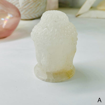 Crystal Quartz Carved Buddha Head - YOU CHOOSE variant A labeled