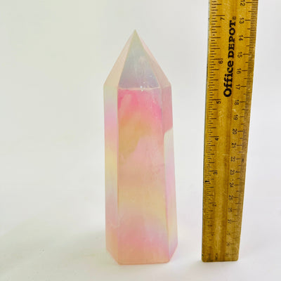 Angel Aura Rose Quartz Generator with ruler for size reference
