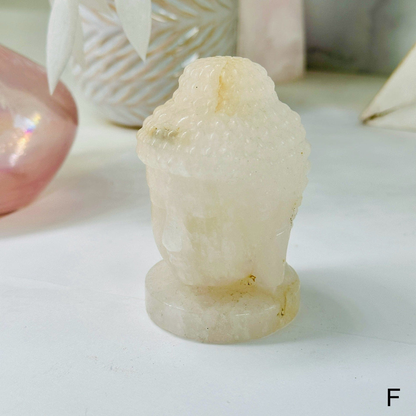 Crystal Quartz Carved Buddha Head - YOU CHOOSE variant F labeled