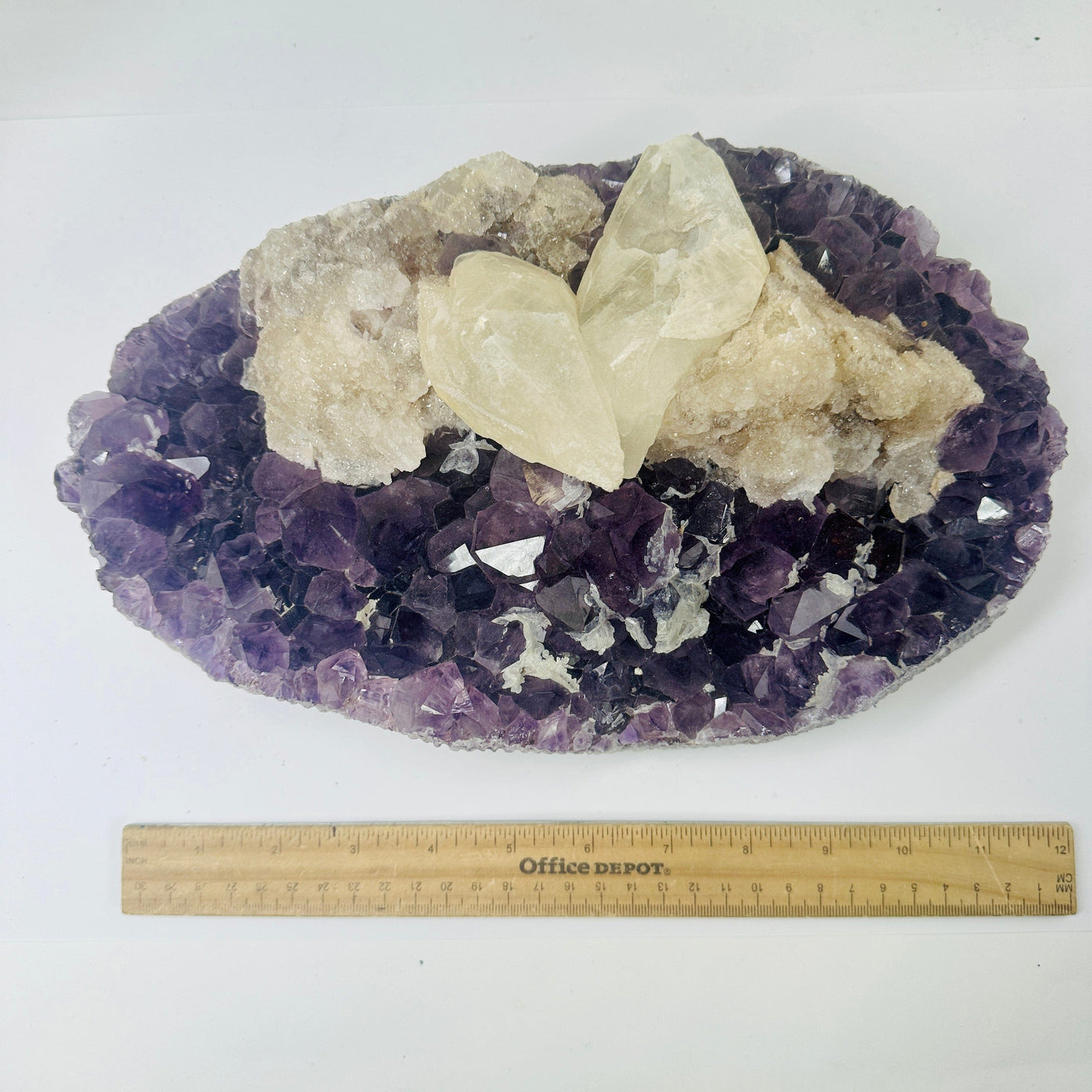 Amethyst Cluster with Crystal Quartz - Large High Quality Amethyst - You Choose variant C with ruler for size reference