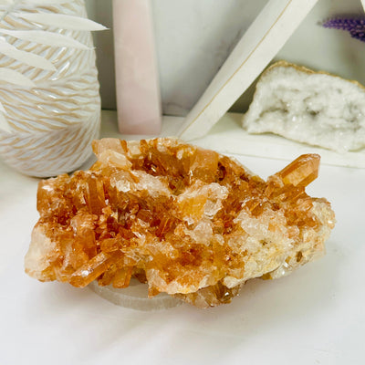 Tangerine Quartz Cluster - High Quality Crystal Cluster back view