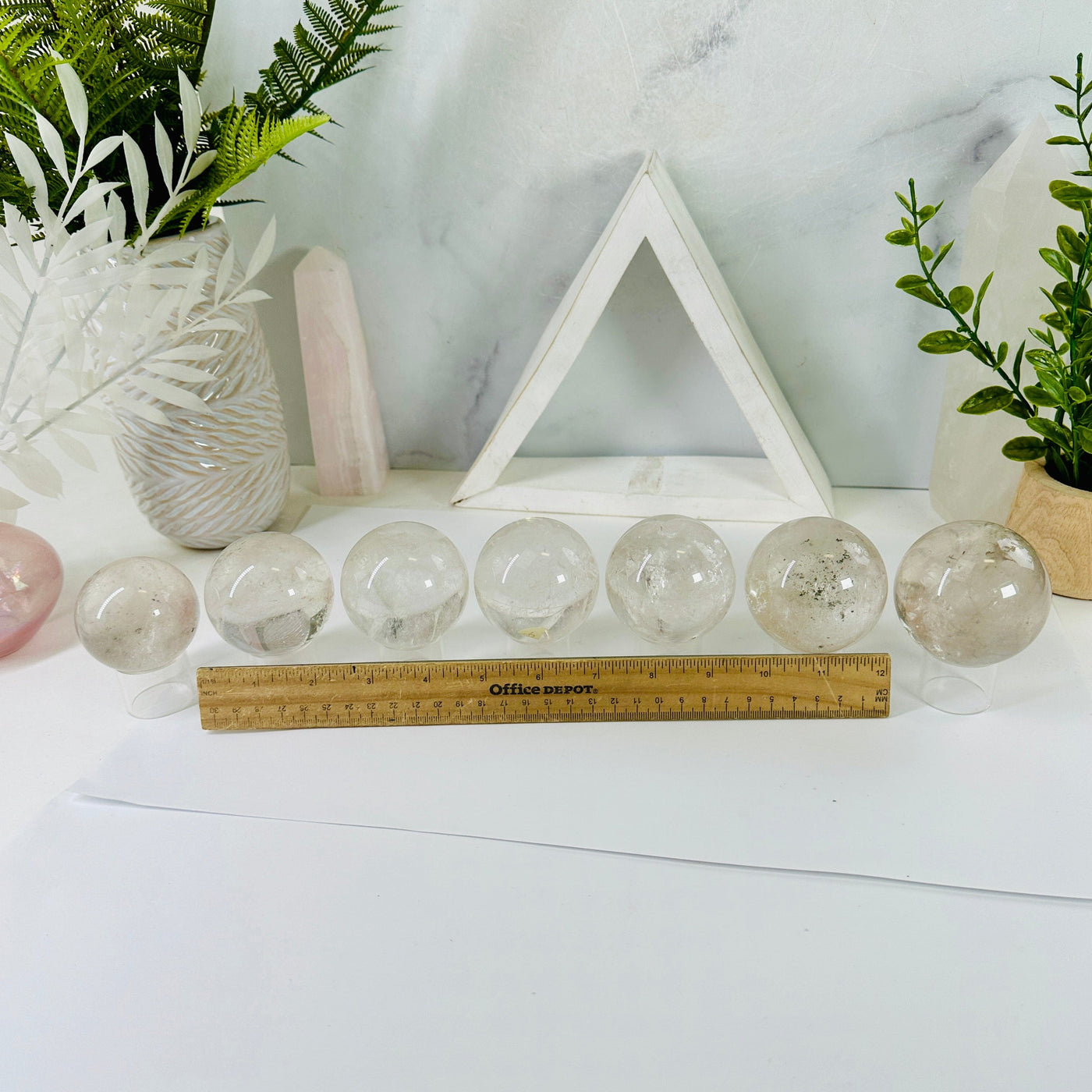 Crystal Quartz Sphere - Crystal Ball - You Choose all variants with ruler for size reference
