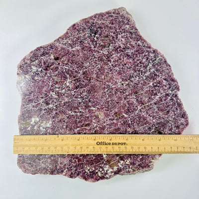 Lepidolite Platter - Purple Crystal Slab with ruler for size reference