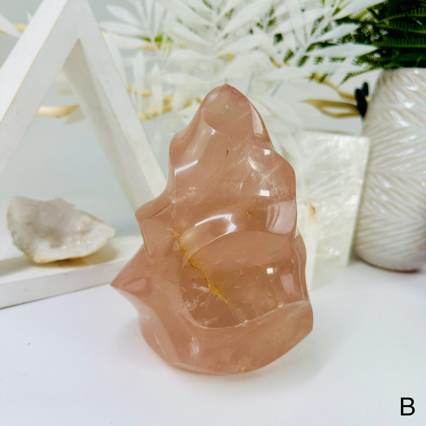 Rose Quartz Flame Tower - Carved Crystal - You Choose variant B labeled
