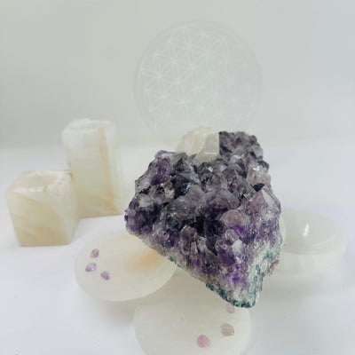 Amethyst Cluster with Calcite High Quality Crystal Cluster