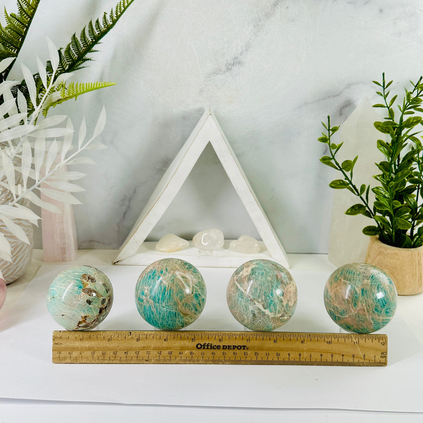Amazonite Sphere - Crystal Ball - You Choose all variants with ruler for size reference