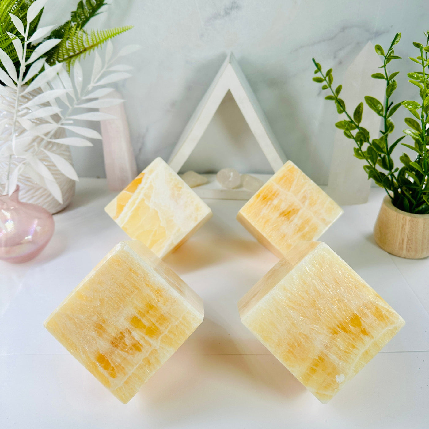 Mexican Onyx Polished Faceted Crystal Cube - You Choose - all four variants