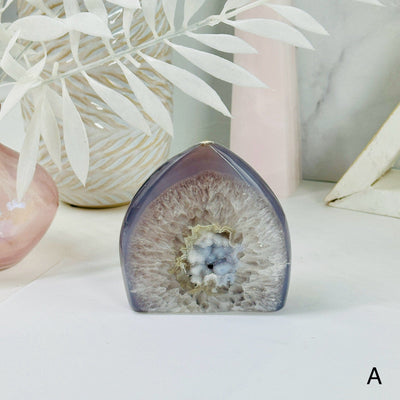Natural Agate Cut Base - Natural Half Crystal Geode Druzy - You Choose variant A labeled
