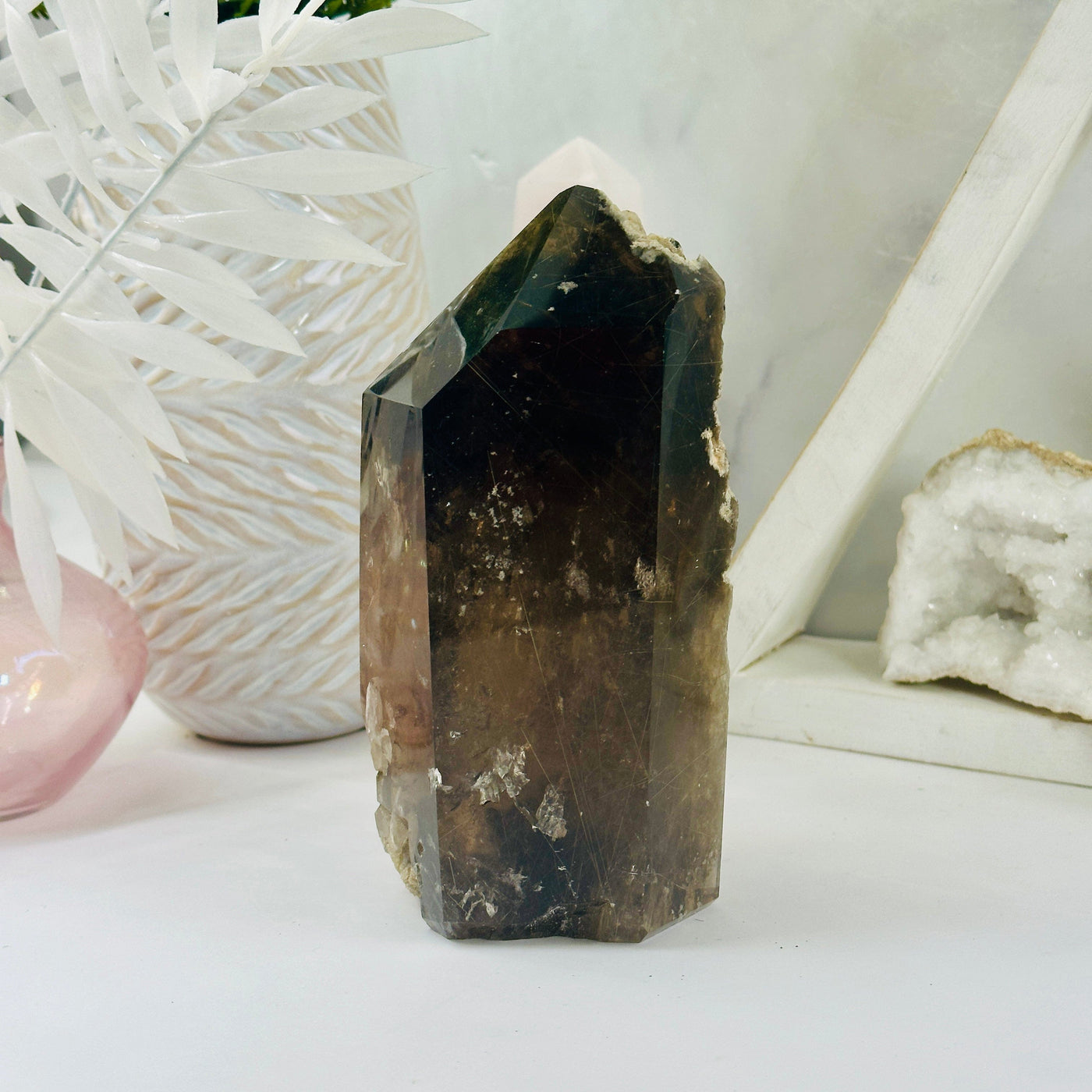 Rutilated Smokey Quartz - Large Crystal Point - OOAK front view