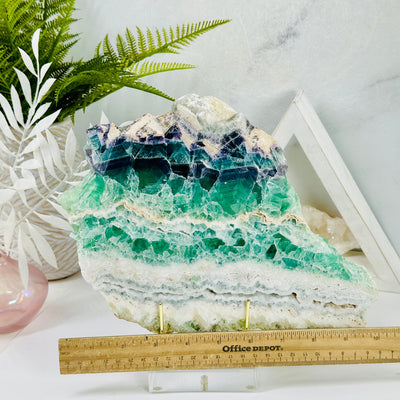 Fluorite Crystal Platter with ruler for size reference