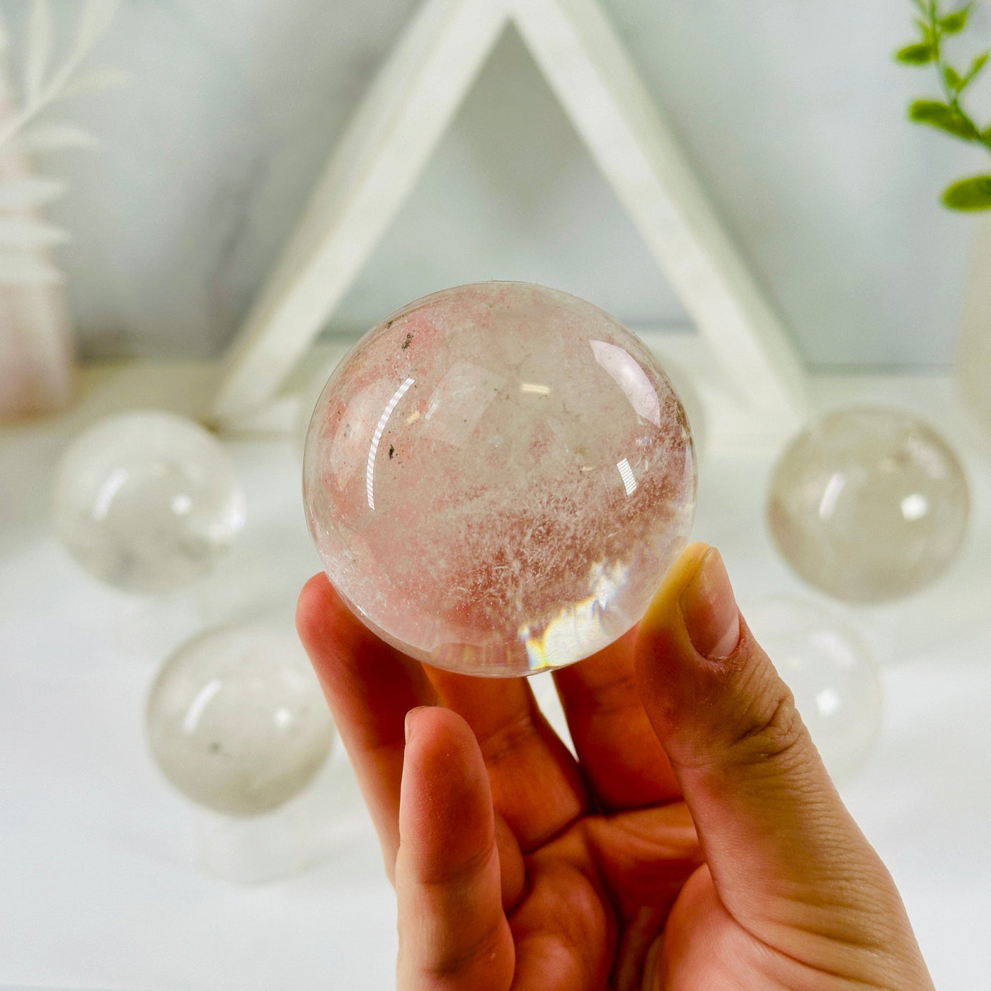 Crystal Quartz Sphere - Crystal Ball - You Choose variant 1 in hand for size reference