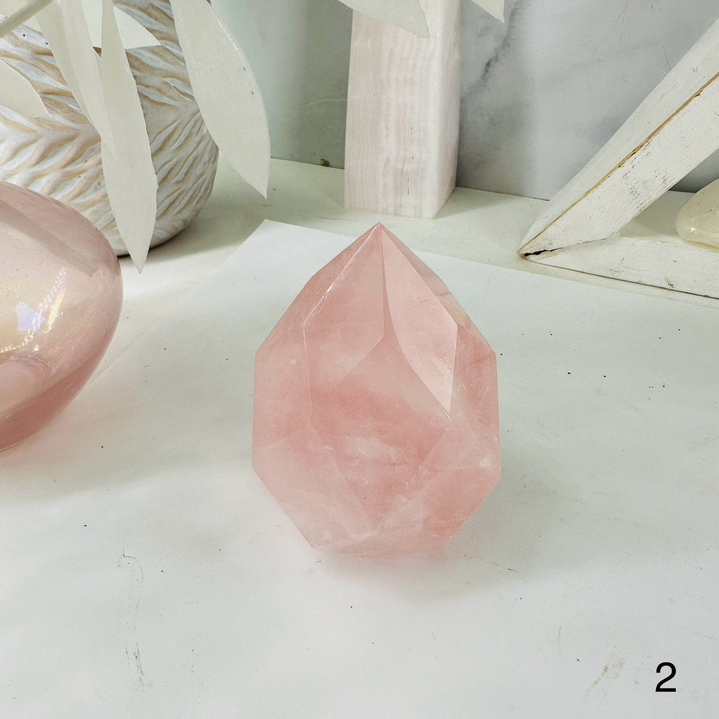  Rose Quartz Faceted Crystal Egg Point - You Choose - variant 2 labeled