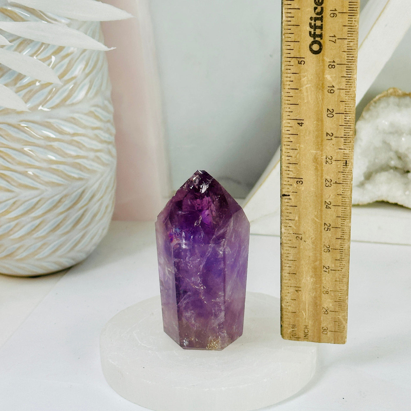 Amethyst Polished Point - Crystal Point - OOAK with ruler for size reference
