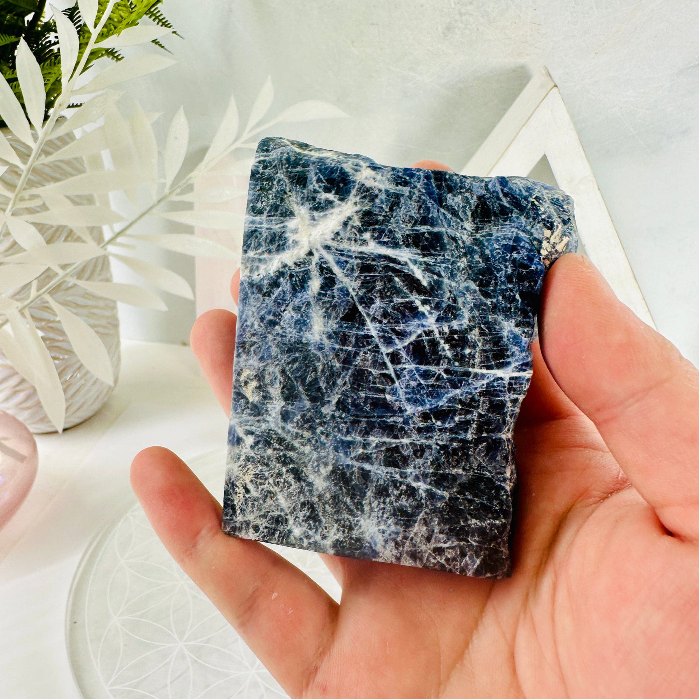  Sodalite Chunk - Rough Crystal in hand for size reference