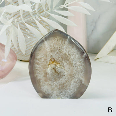 Natural Agate Cut Base - Natural Half Crystal Geode Druzy - You Choose variant B labeled