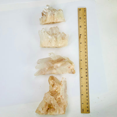 Lemurian Tangerine Quartz Crystal Cluster - You Choose all clusters with ruler for size reference