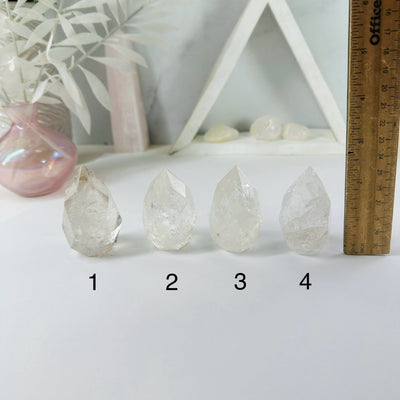 Crystal Quartz Faceted Egg Point - You Choose - variants 1 2 3 4 with ruler for size reference