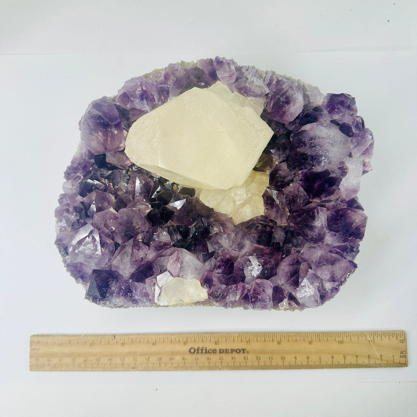 Amethyst Cluster with Crystal Quartz - Large High Quality Amethyst - You Choose variant A with ruler for size reference