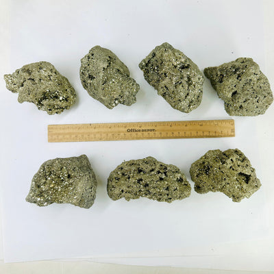 Pyrite - Rough Stones - You Choose all 7 variants with ruler for size reference