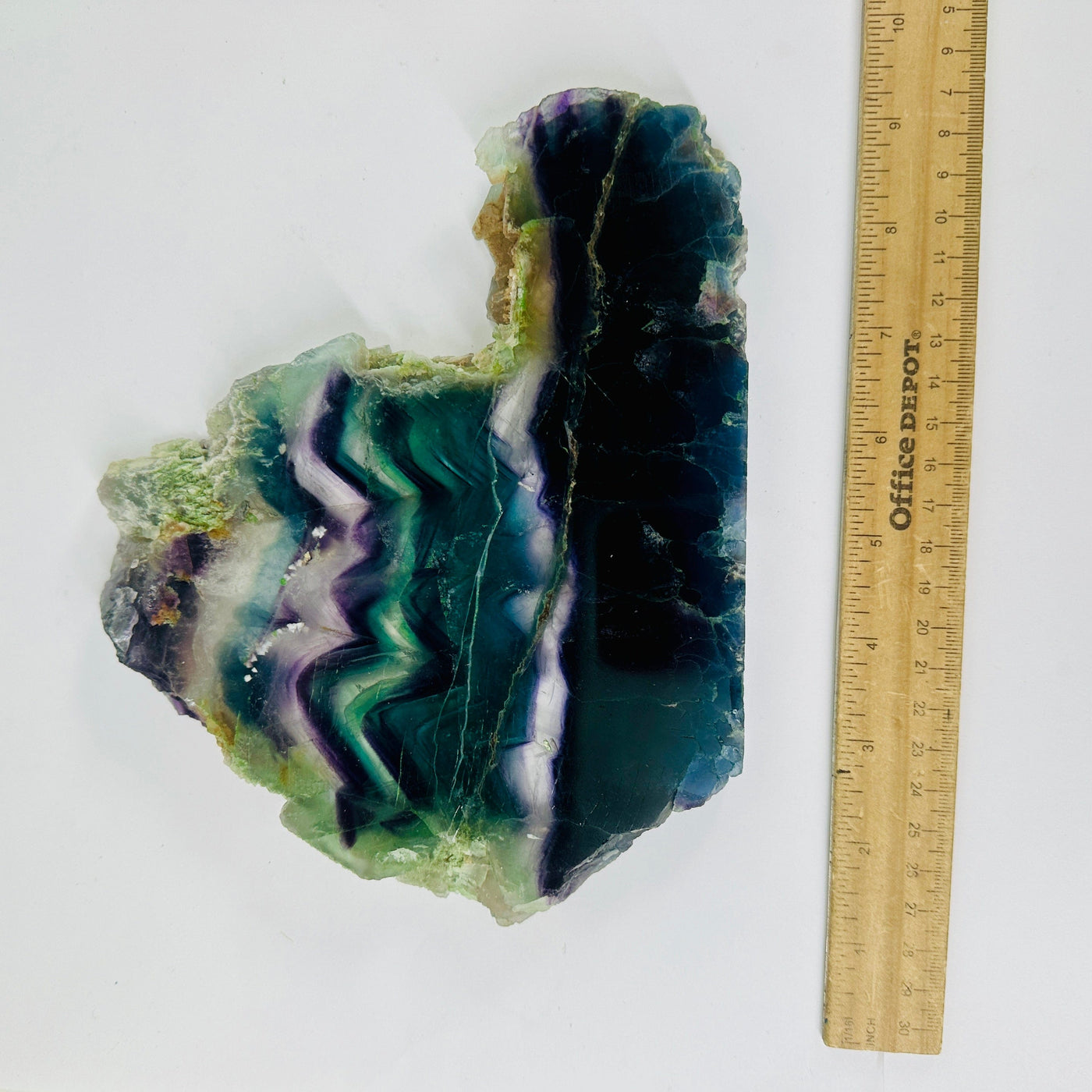 Rainbow Fluorite AA Grade Slab - Large Crystal Slab - You Choose - variant 5 with ruler for size reference