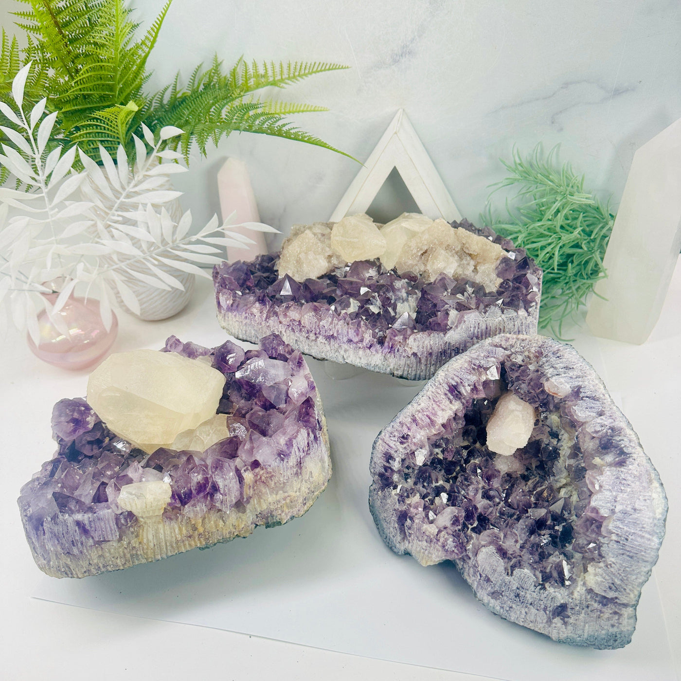 Amethyst Cluster with Crystal Quartz - Large High Quality Amethyst - You Choose all variants
