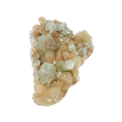 Peach Stilbite with Green Apophyllite - Zeolite Crystal Formation side view