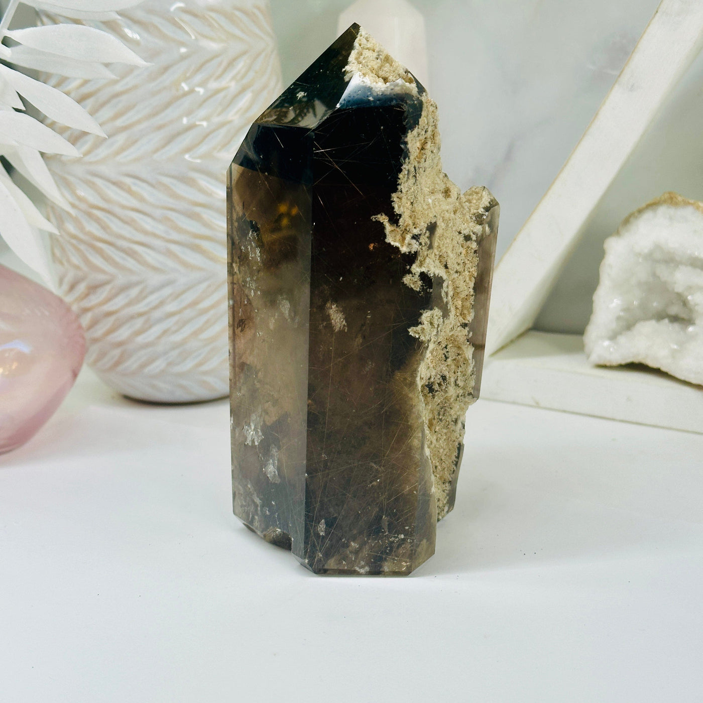 Rutilated Smokey Quartz - Large Crystal Point - OOAK side view