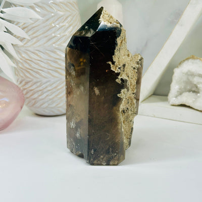 Rutilated Smokey Quartz - Large Crystal Point - OOAK side view