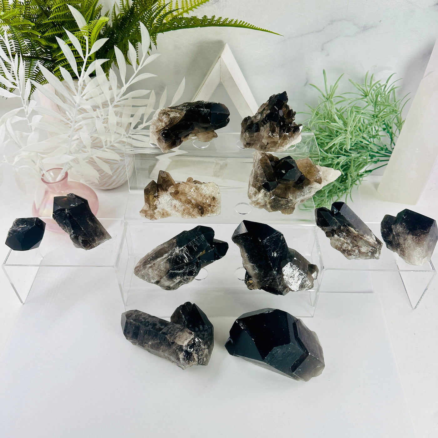 Smoky Quartz Cluster - Natural Raw Crystals - YOU CHOOSE all variants on acrylic stands