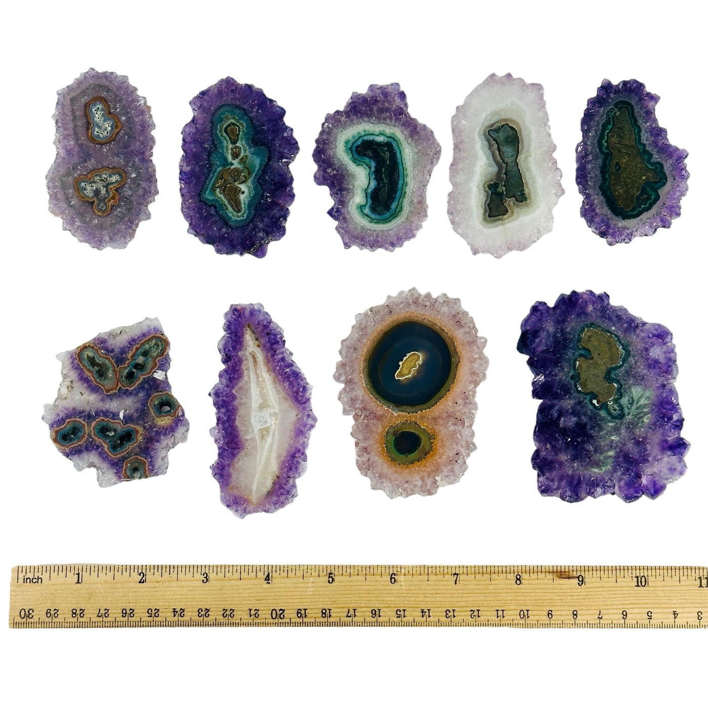 Amethyst Stalactite - Large Crystal Slices - YOU CHOOSE all variants with ruler for size reference