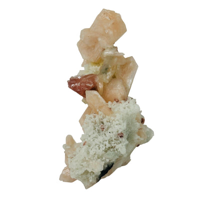 Peach and Red Stilbite Crystal Cluster on Matrix side view