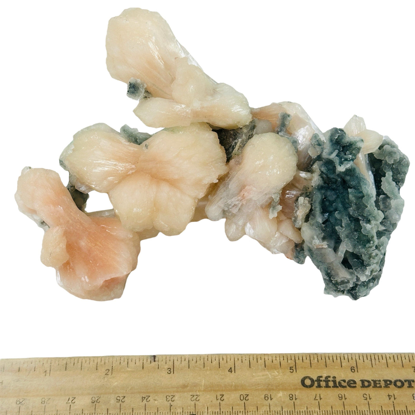 Peach Stilbite with Zeolite Crystal Formation - Museum Quality Specimen with ruler for size reference