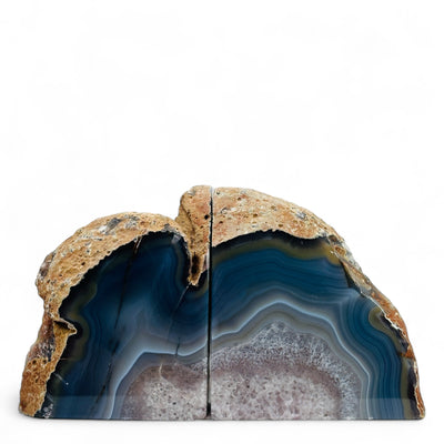 Large Blue Dyed Agate Bookend front view.