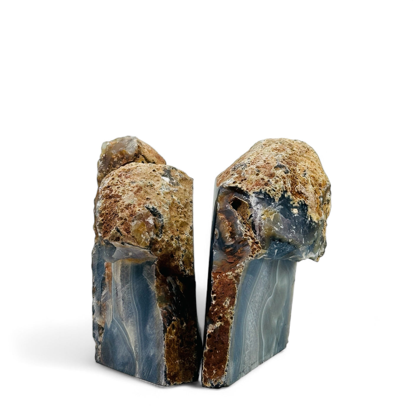 Large Blue Dyed Agate Bookend side view two.