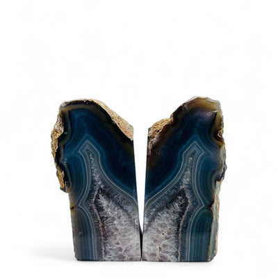 Large Blue Dyed Agate Bookend side view one.