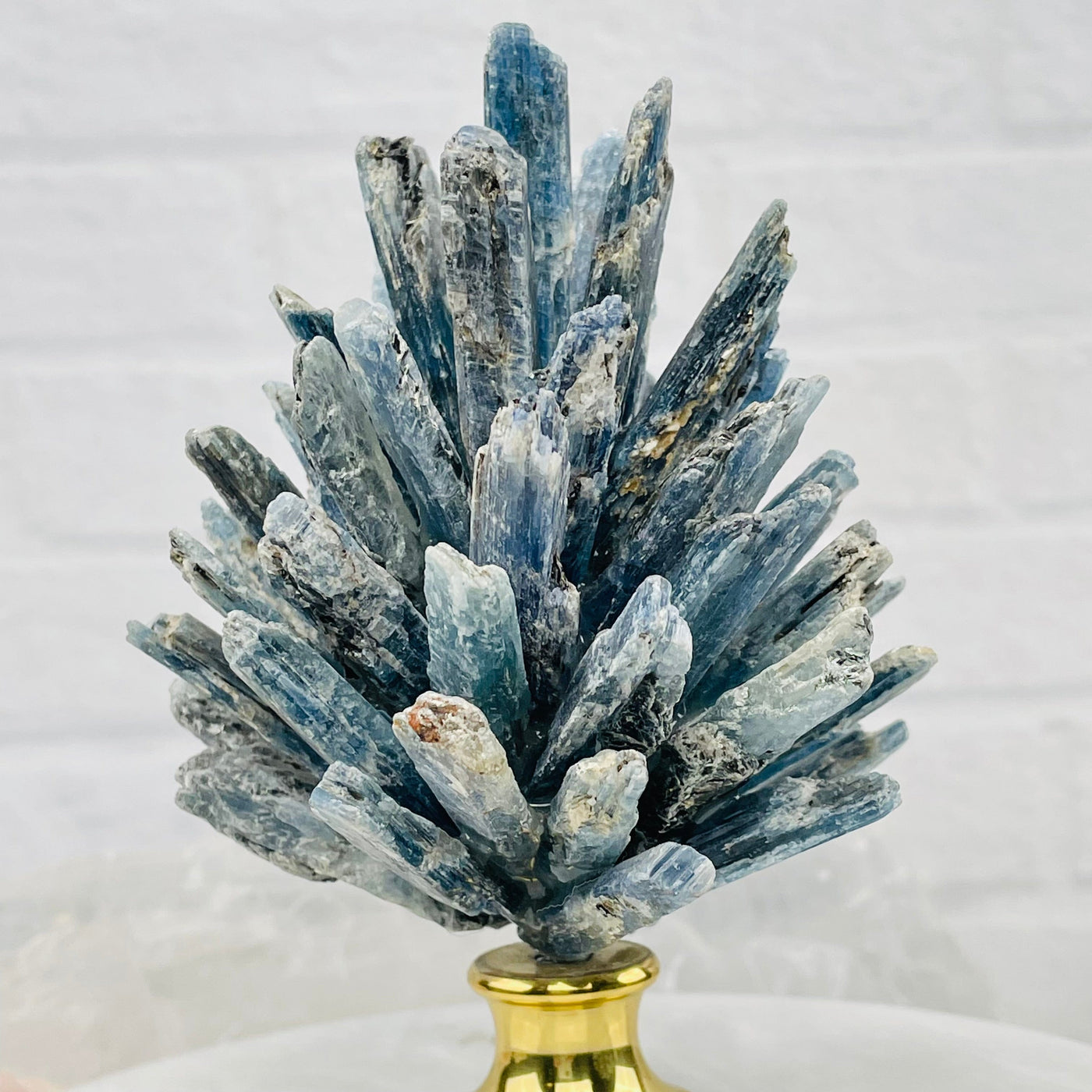 close up of the blue kyanite blades on top