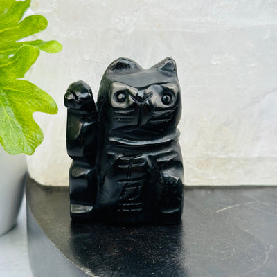 Lucky Crystal Cats - Carved Stone displayed as home decor