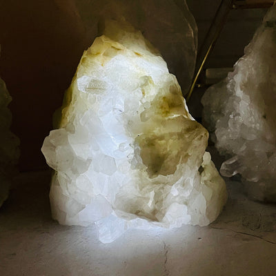 Crystal Cluster Quartz Lamp displayed as home decor 
