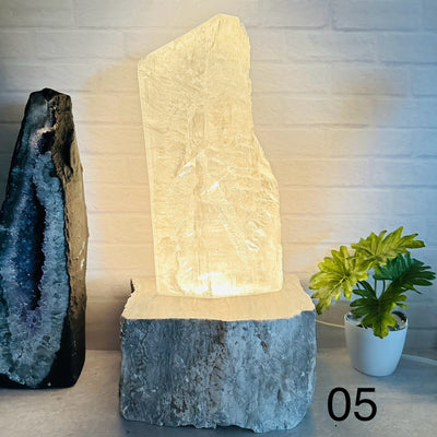 Selenite Lamp with Gray Onyx base - Crystal Decor - You Choose - option 05