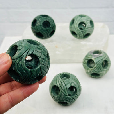 Carved Jade Puzzle Ball - Good Luck Charm