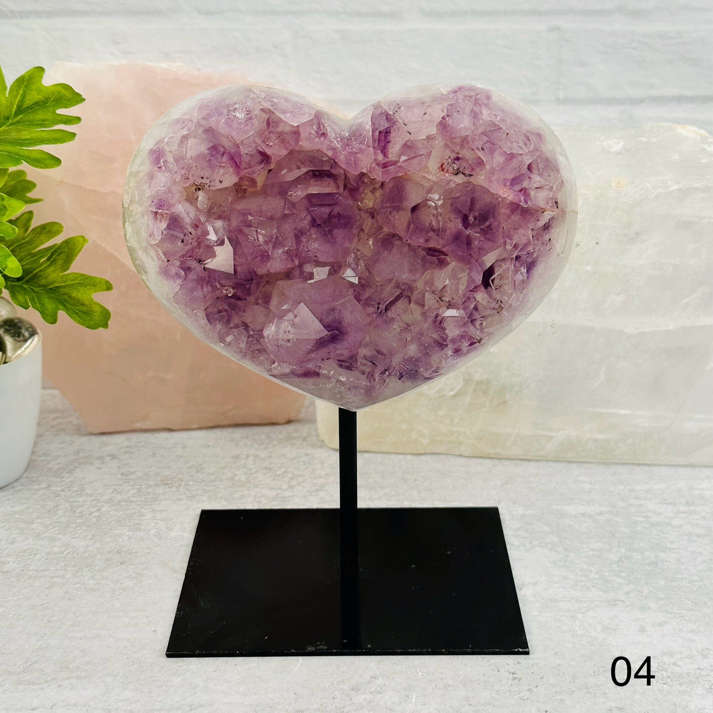 Amethyst Crystal Heart on Stand option 04