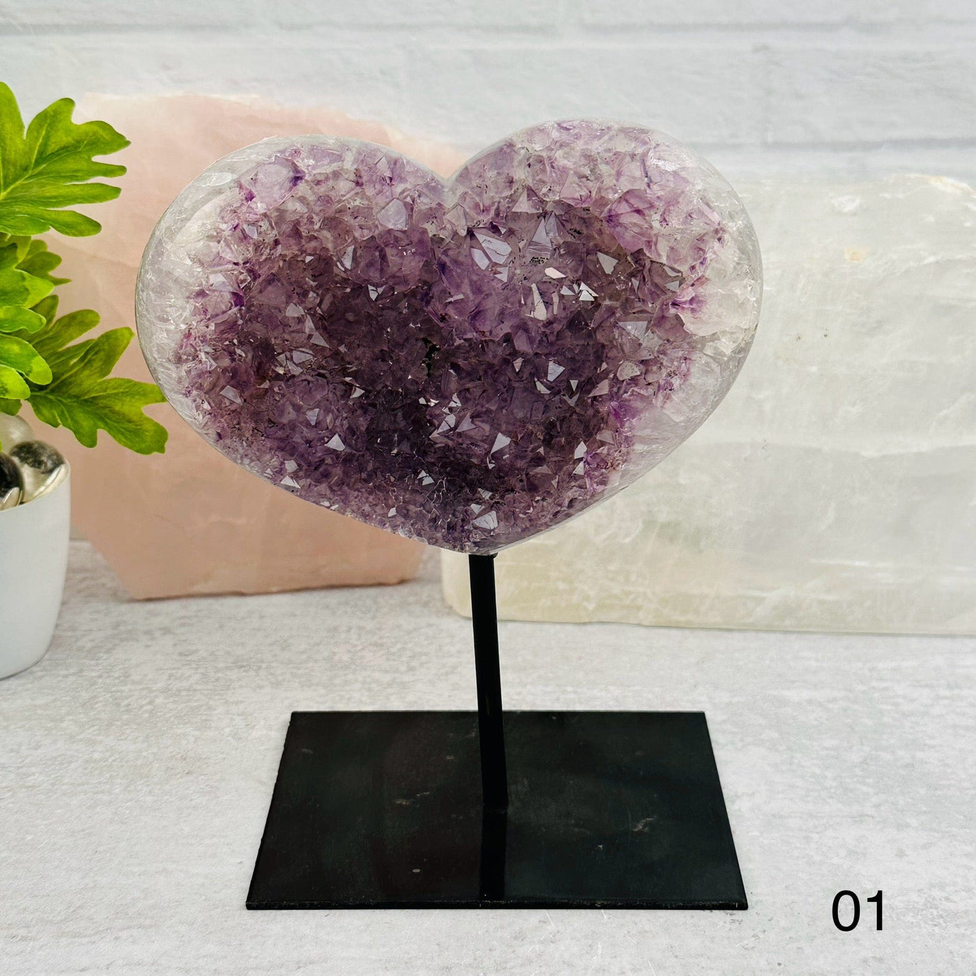 Amethyst Crystal Heart on Stand option 01